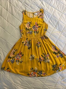 Old Navy Mustard Yellow Floral Sleeveless Mini Dress